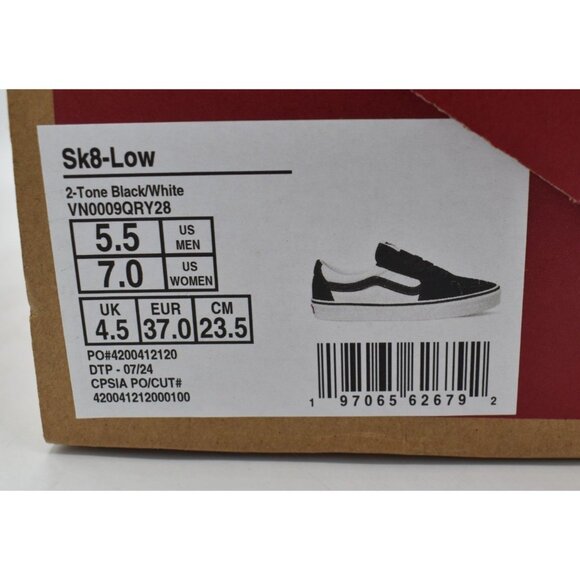 Vans Womens Size 7 SK8 Low Black White Lace Up Casual Sneakers Shoes - Picture 9 of 9